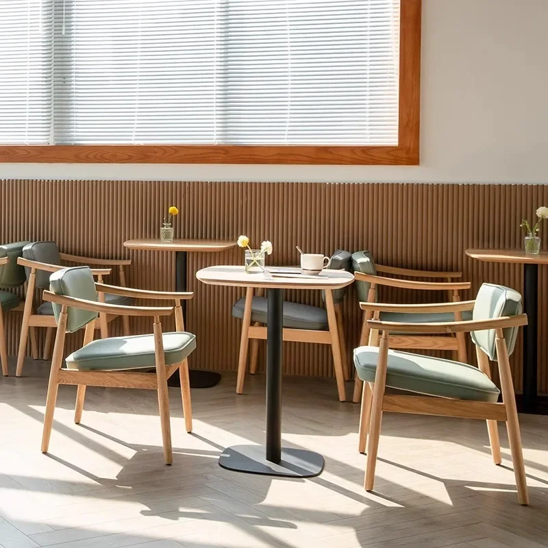 Nordic Vintage Café Chairs Creative Modern Comfortable Solid Wood Coffee Chairs Ergonomics Backrest Café Furniture Esstisch FYCC