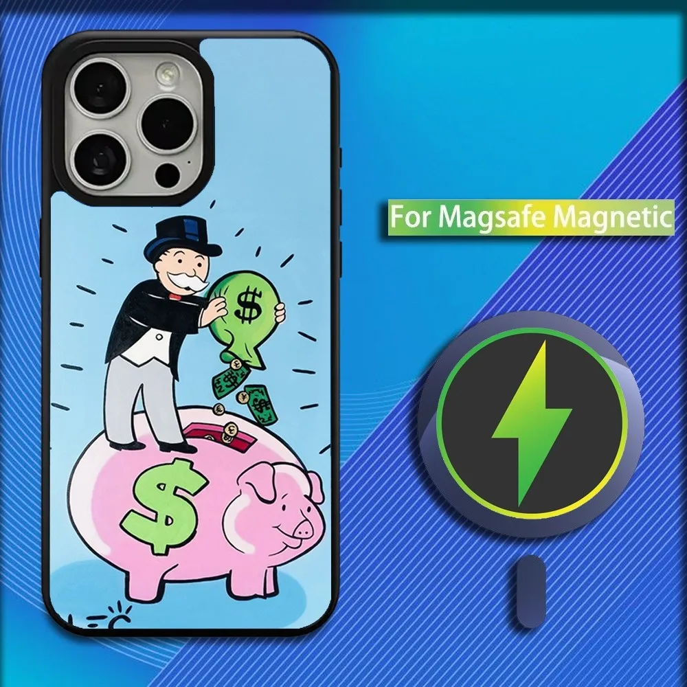 Dollar Alec M-Monopoly Man Phone Case For iPhone 16,15,14,13,12,11,Plus,Pro,Max,Mini Magsafe Magnetic Wireless Charging