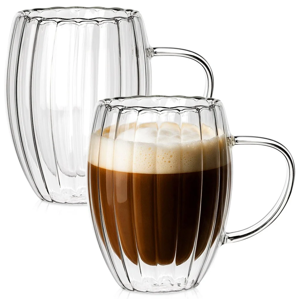 320 ml dubbelwandige thermische glazen voor koffie en thee, 2 stuks. Thermische koffie- en theekopjes voor espresso, cappuccino, latte en andere warme dranken, elegant servies voor thuis, kantoor en