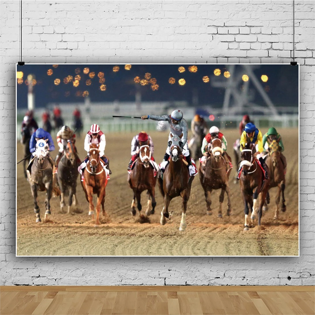 Laeacco Horse Racing Backdrop Kentucky Derby Party Background Racetrack Race Kids Adults Birhday Portrait Photography Background