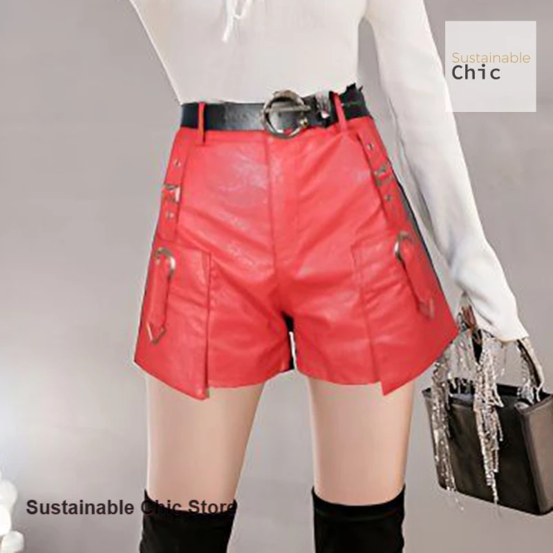 النسخة الكورية من ملابس الخريف والشتاء النسائية السراويل الجلدية الجديدة عالية الخصر ضئيلة أزياء جوكر واسعة الساق بو الجلود السراويل. #3