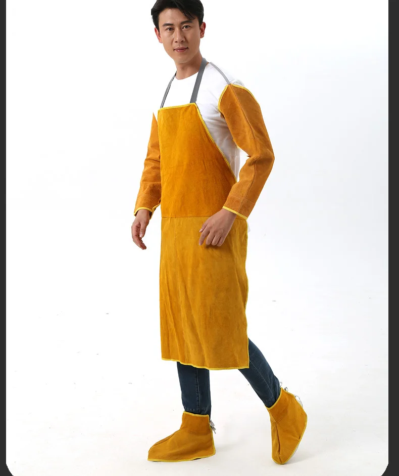 Customized Logo Unisex Style Professional Welding Apron Fire Resistant Leather Protective Gear Heat Insulation & Sleeves