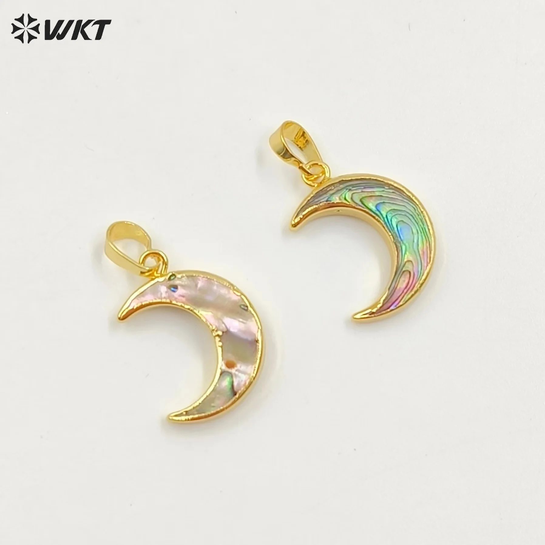 

WT-P957 Оптовая продажа, подвеска в форме полумесяца из ракушки морского ушка, подвеска в виде луны золотого цвета, 20 мм