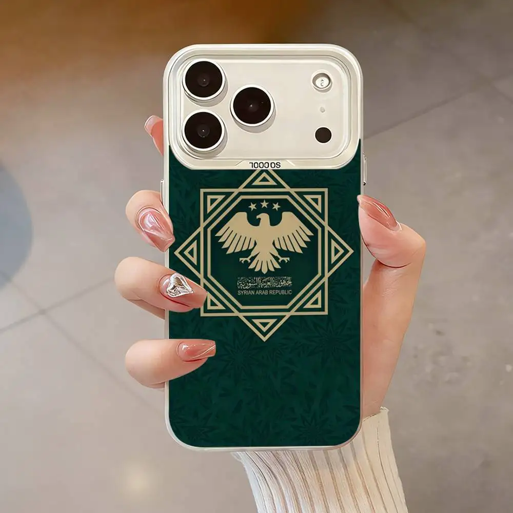 Custodia per telefono Flay FREE Art S-SYRIA per iPhone 17,16,13,12,X,11,15,14,Pro,Max,Plus,SE4,Air,Mini Bianco IMD HD opaco