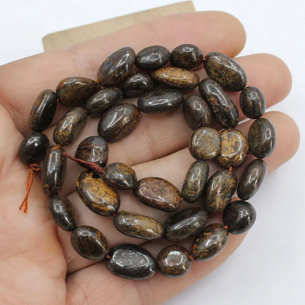 APDGG 5 Vertentes 10x11mm Natural Marrom Bronzite Suave Pepita Freeform Oval Solto Beads 15.5 "Strand Fazer Jóias DIY