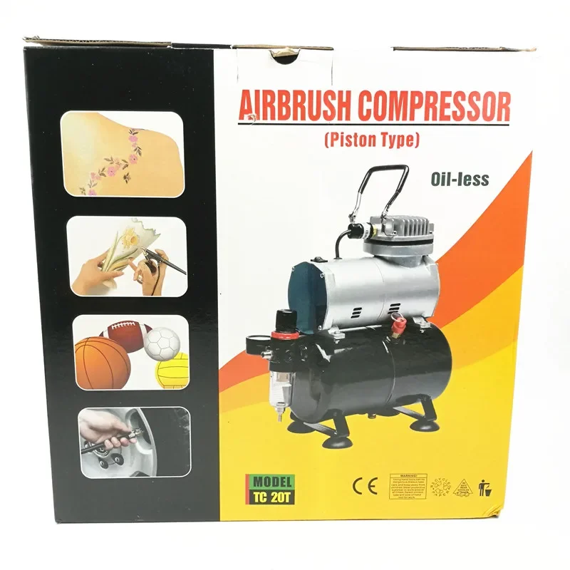 Imagem -05 - Compressor de ar Pequeno Móveis Silenciosos Reparação de Couro Modelo de Manicure Aerógrafo de Colorir Bomba de ar Tc20t