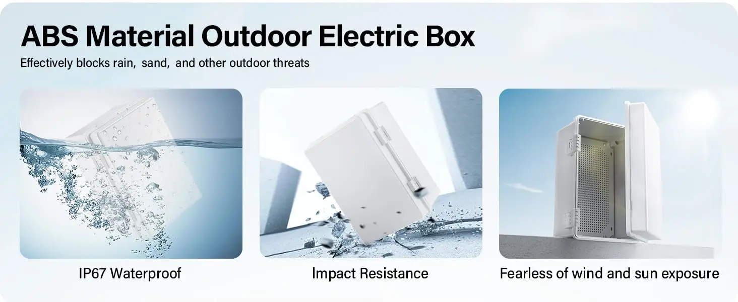 Outdoor IP66 Wasserdichter elektrischer Verteilerkasten aus Kunststoff, ABS-Grau/transparentes Abdeckgehäuse mit Scharnier für Stromanschluss – Detail 4
