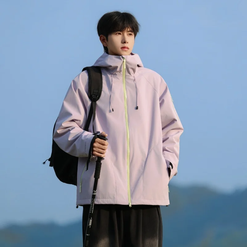 

ex Tee-in-One Outdoor Windproof Hiking Jaet 2025 New Sle Loose Fit Long Sve Coat for Men And Women