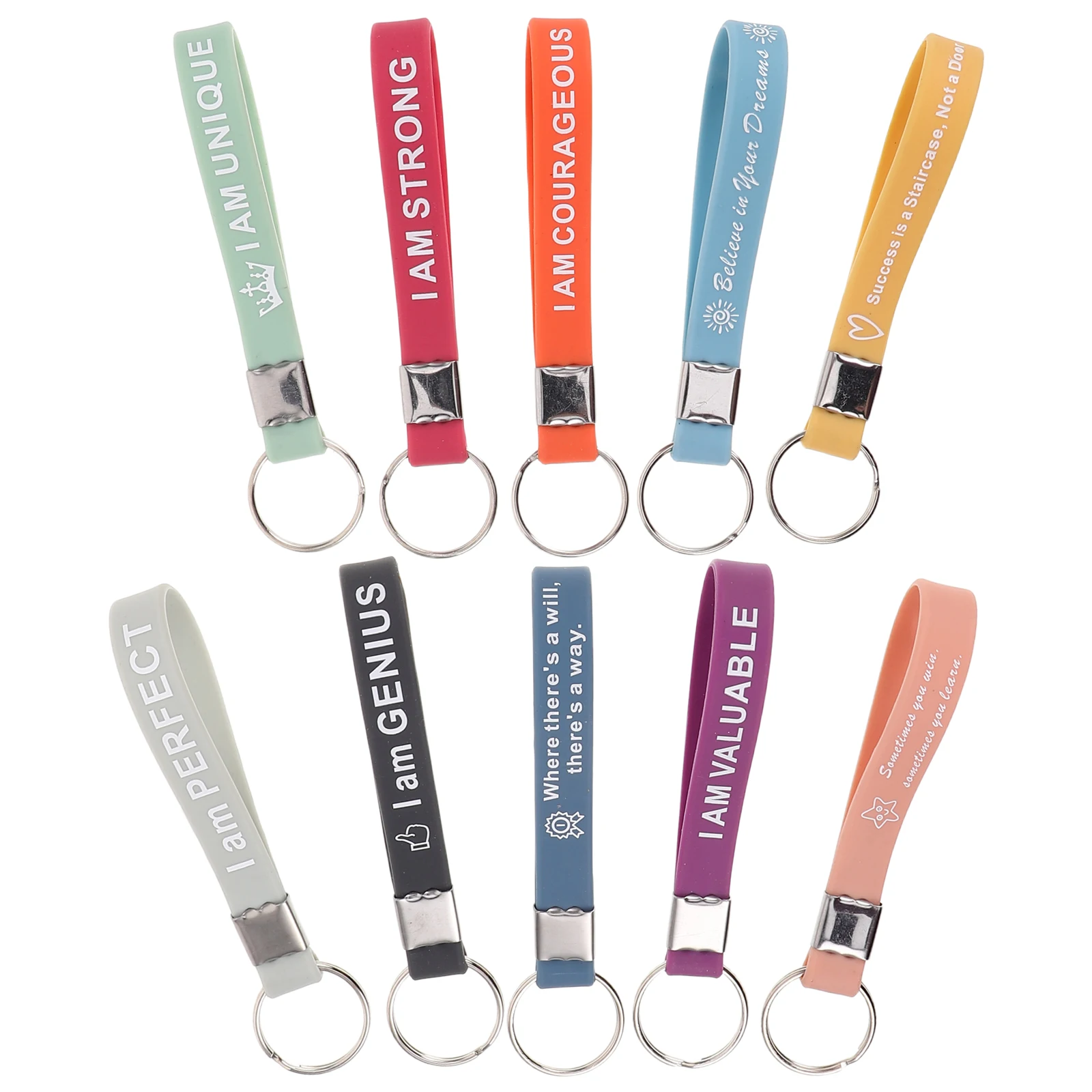 

60 Pcs Keychains Keys Motivational Silicone Bulk Inspirational Quote Gifts Backpacks Employees Thanksgiving Graduation Party