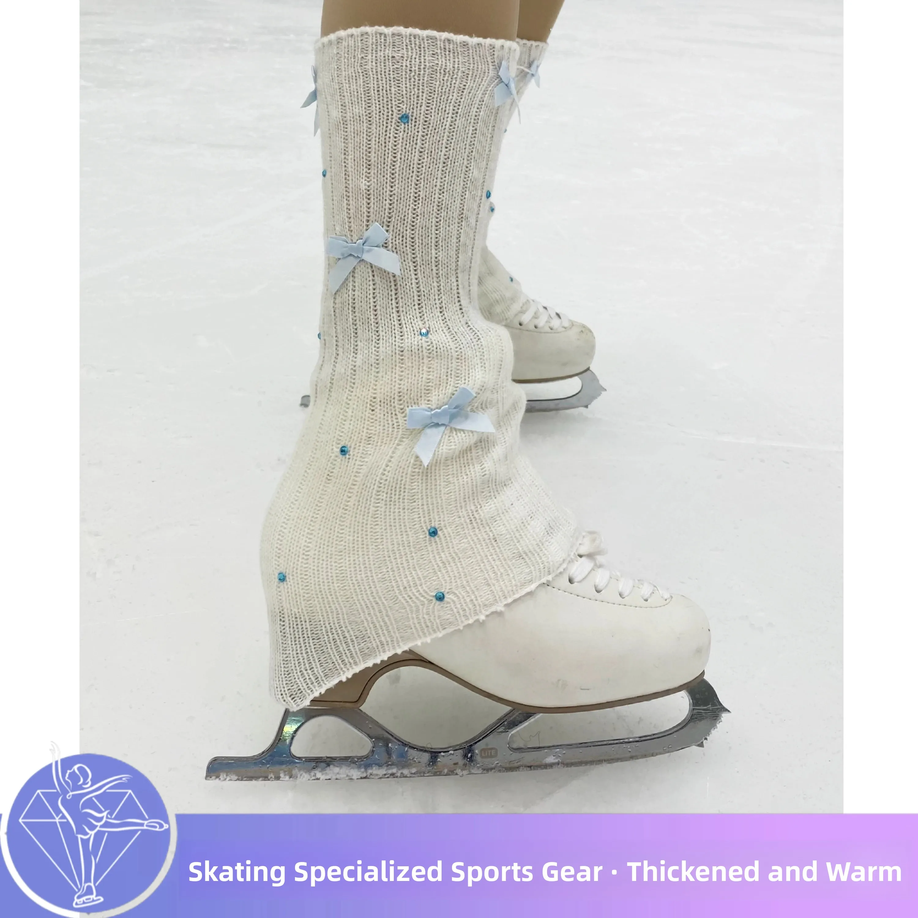 handmade-ice-skating-leg-warmers-decorative-rhinestones-knot-shape-modifying-cute-ice-hockey-speed-skating-accessories
