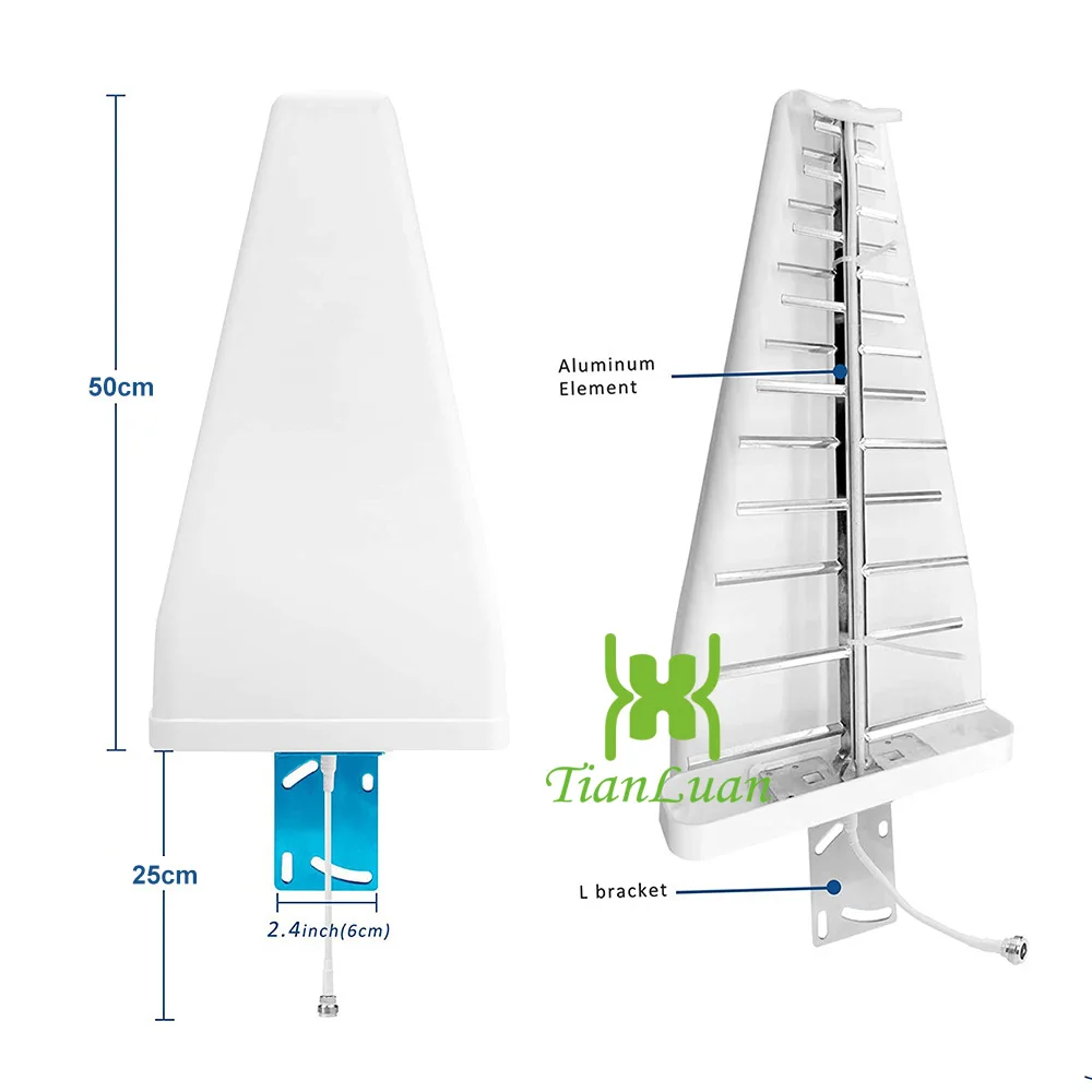 2G 3G 4G LTE 5G Log Periodic Antenna Wideband External LPDA Outdoor Yagi Antenna for Cellphone Amplifier Signal Booster Repeater