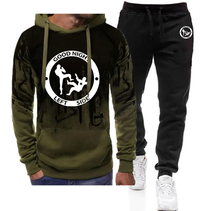 

2025 Men's Good Night Left Side Logo Print Spring And Autumn Moisture-Wicking Understated Luxury Hoodies Pants Suits