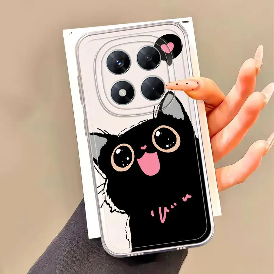 حافظة ناعمة شفافة لهاتف Xiaomi Poco X4 M3 X3 Pro X4 GT X5 X3 NFC Cute Little Black Cat #3