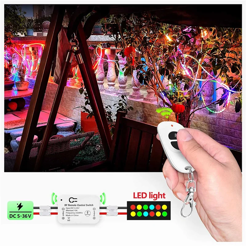 A52T 2X 433Mhz Wireless Remote Control Switch 10A DC 6V 12V 24V 30V 36V Mini RF Relay Receiver Transmitter