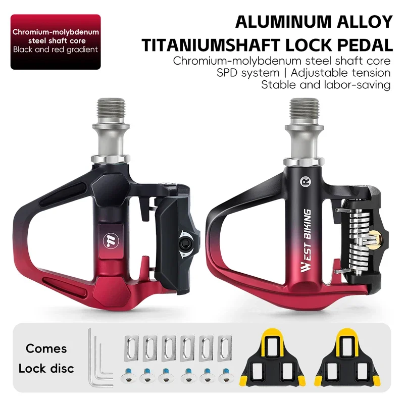 

WEST BIKING Bicycle Pedals Aluminum Alloy Titanium Axle Cycling Lock Pedal Road Bike Self-Locking Pedal For SPD System Bike Part