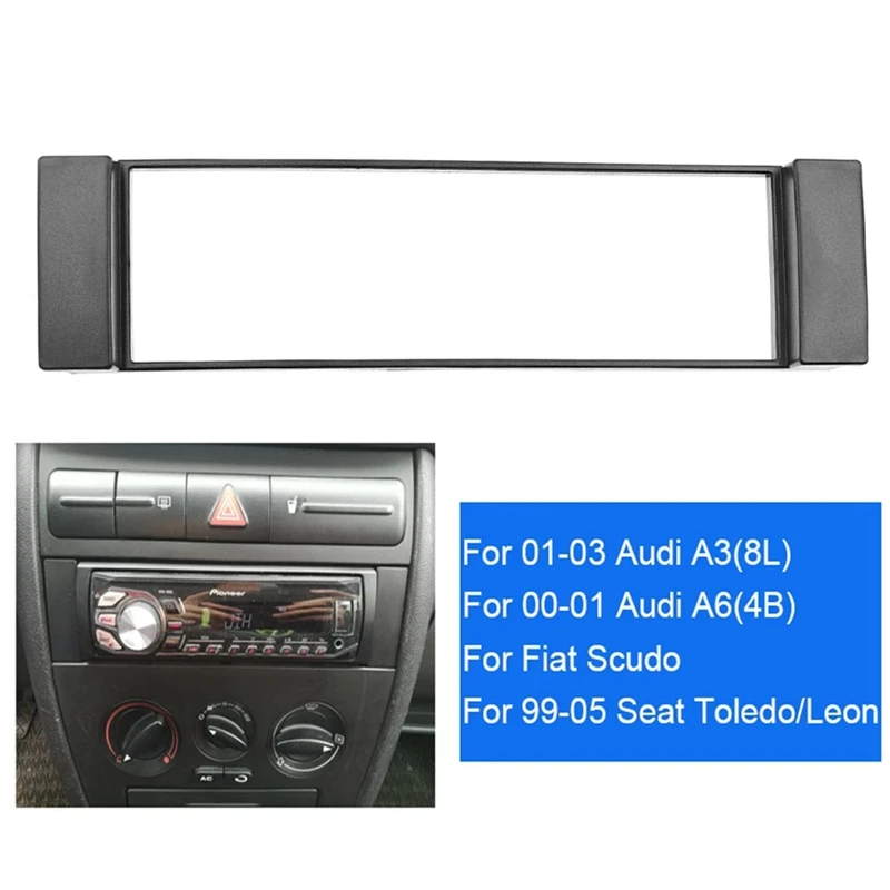 2X Fascia 1 Din Frame For  A3 8L A6 4B Seat Toledo Leon Fiat Scudo Stereo Facia Plate Dash CD Trim 1 DIN Radio Cover