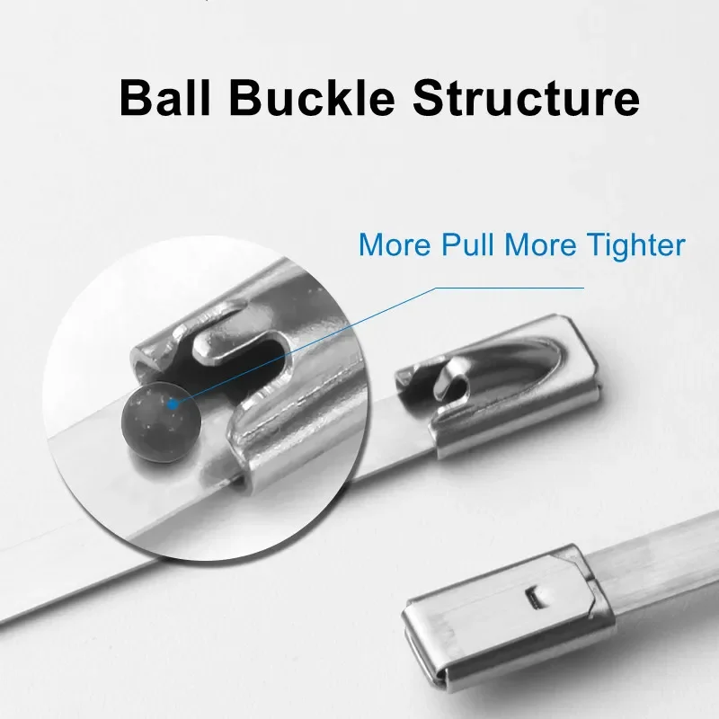 10 20 100 Pcs Stainless Steel Metal Cable Ties Exhaust Wrap Coated Locking Metal Zip-Exhaust Multifunctional Locking Cable Ties