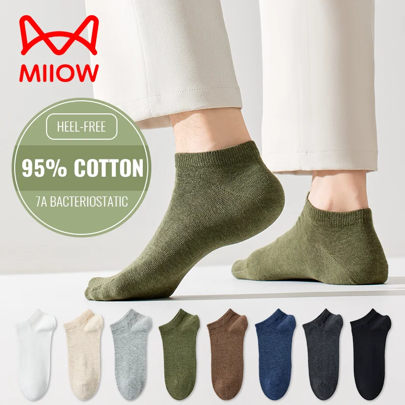 

MiiOW Pure Cotton Short Sock Men Sport Non-Slip Invisible Ankle Sock Summer Anti Sweat Deodorant Breathable Business Dress Sock