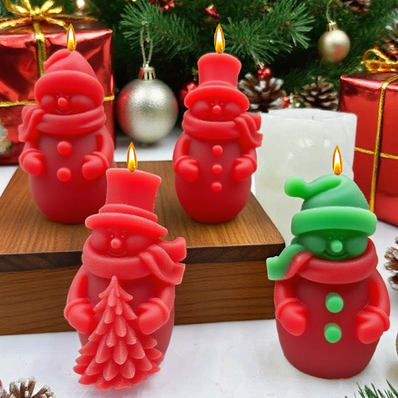 

1 шт., рождественский снеговик, обнимающее дерево и снежинка, ароматическая свеча, силиконовая форма, мыло ручной работы, украшения, подарочный пластырь