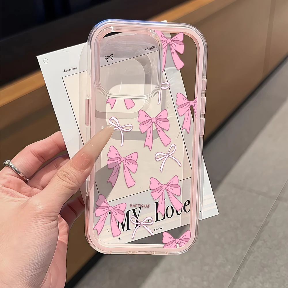 Gradient Rosa Schleife Handyhülle für iPhone 16 14 15 Plus 13 14 15 17 16 12 11 ProMax 16 15 14 Pro 17Air Transparente Weiche Hülle – Detail 1