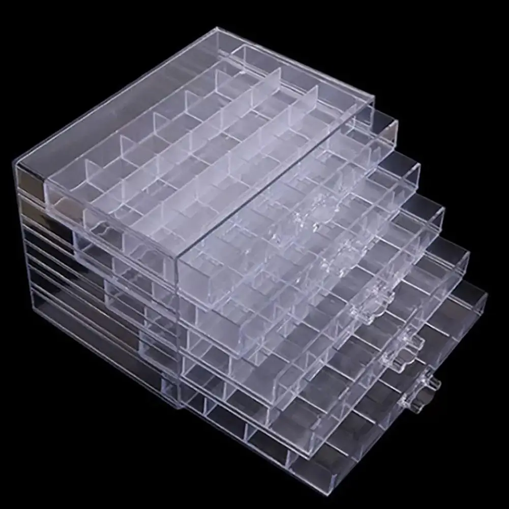 72/79/120 Grids Acrylic Organizer Box With Drawers Nail Art Compartment Storage Box Transparent Container For Crafts Art Supply