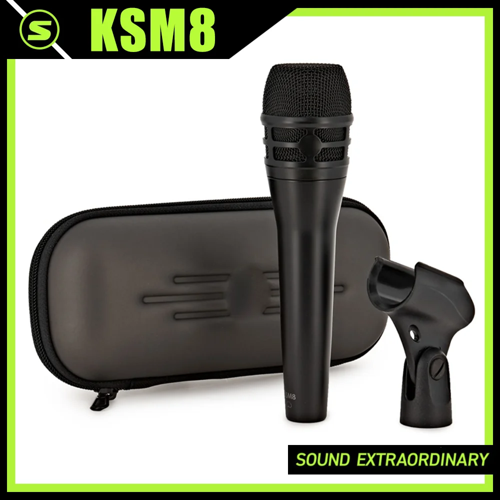 ميكروفون صوتي ديناميكي قلبي عالي الجودة احترافي KSM8 مع مشبك لمضيف كاريوكي لأداء مرحلة المغني #1