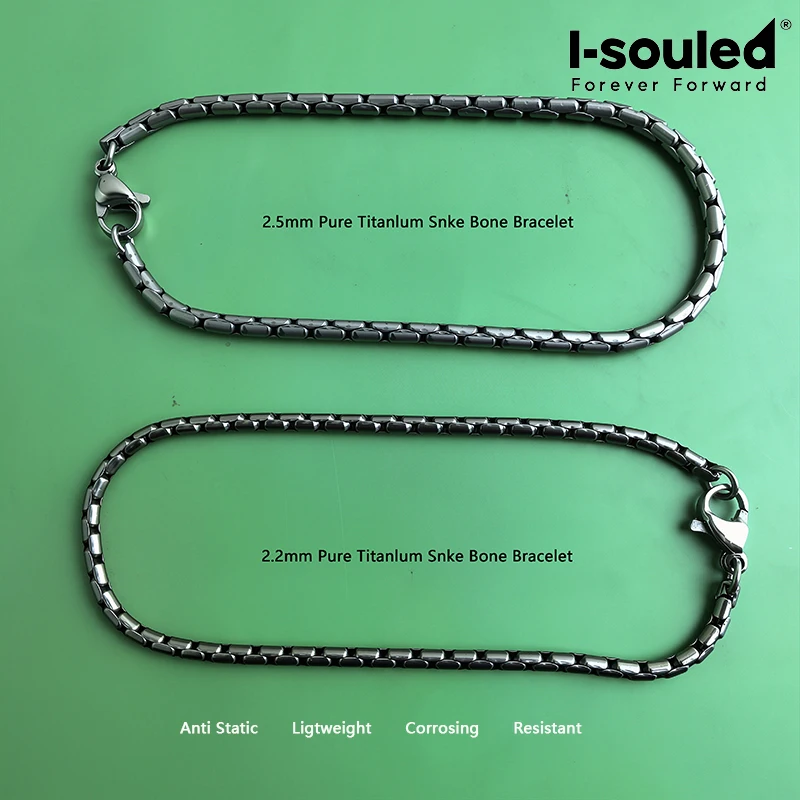 

Unisex 2.5mm /2.2Pure Titanium Snake Bone Bracelet - Anti Allergic Anti Static Lightweight Corrosion Resistant