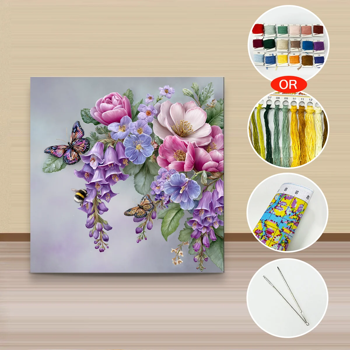 1 Stück 40x40 cm/15,74 Zoll, 11CT/14CT Kreuzstich-Set, DIY Valentinstagsgeschenk, Stickerei-Set für Festivals, Blumen – Detail 3