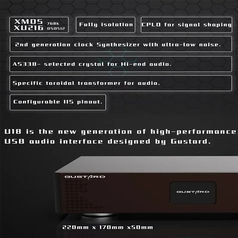 Gustard U18 USB 인터페이스 디지털 음악 DAC HIFI 고성능 오디오 인터페이스 K2 XU216 DSD512 PCM768kHz 생성