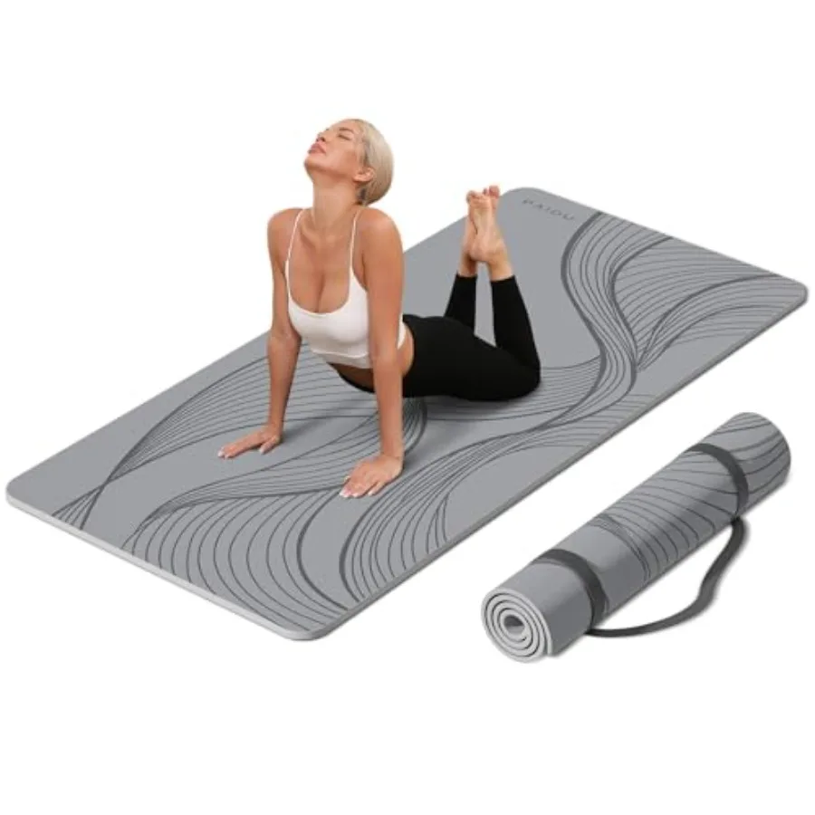 

Large Yoga Mat 72x36x0.4 Inch Extra Wide Thick Non-Slip Exercise Mat in Black for Yoga Studio Gym or Home Workouts on All Floor