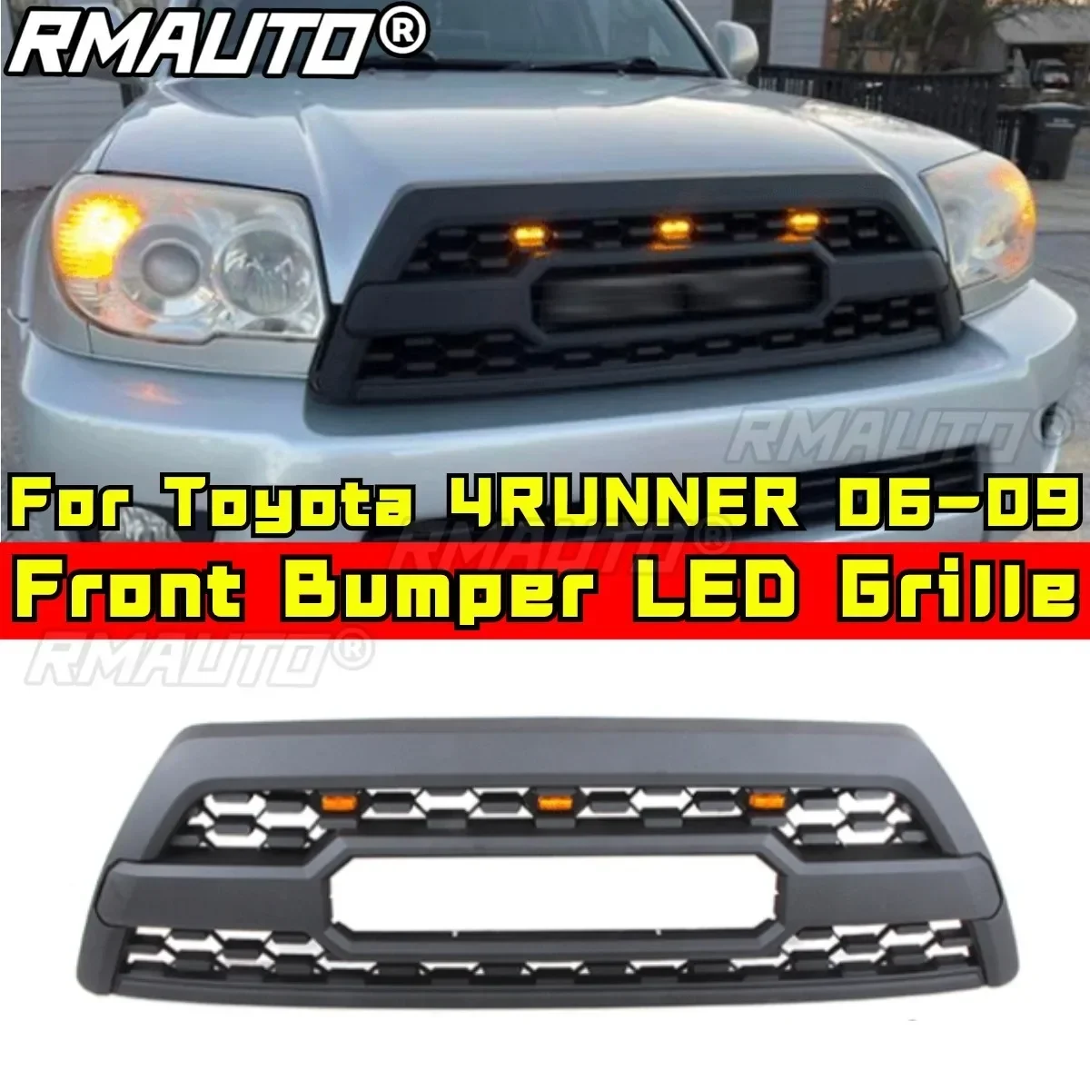 Bumper Grill For Toyota 4RUNNER 2006-2009 Car Front Bumper Racing Grille Grillg ABS Plastic Front Bumper Grille Car Accessories