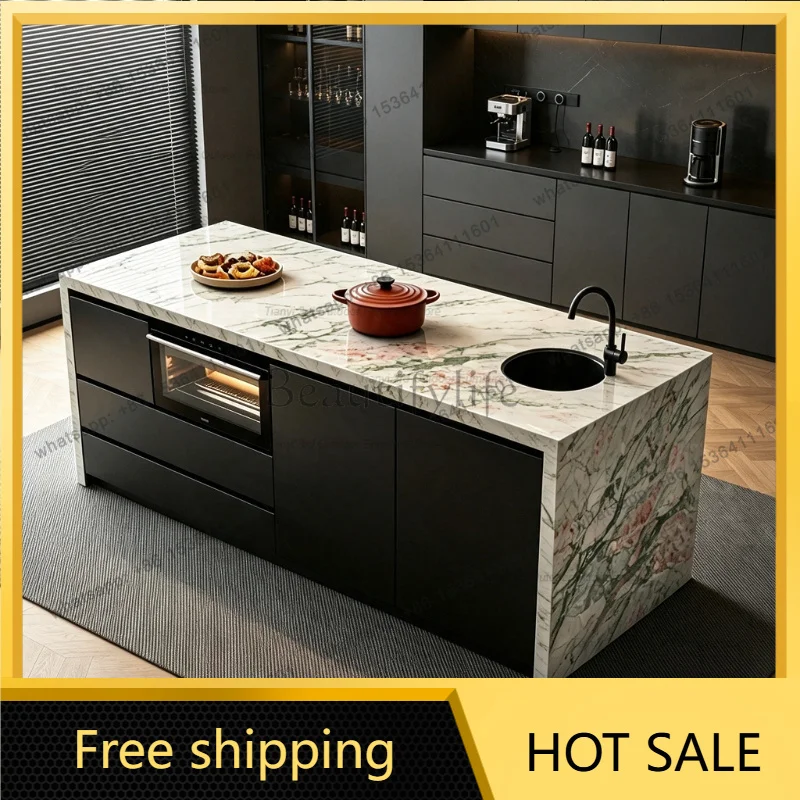 Best Sellers Nordic Luxury Sintered Stone Kitchen Island Modern Open Dining Island Counter Sideboard Kitchen Furniture Almacenaj