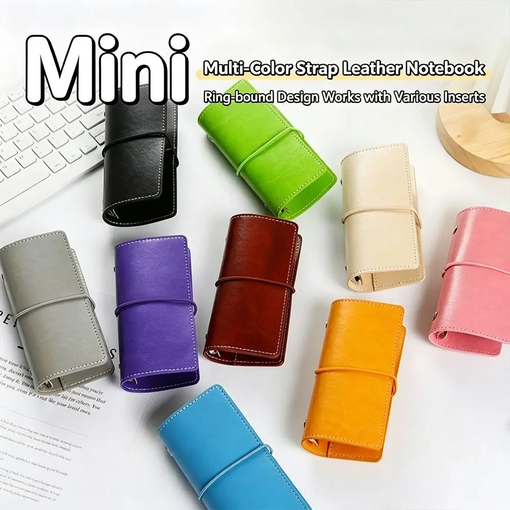 New PU Leather Refillable Pocket Notebook Portable Strap Closure Metal Ring Binder Refillable Notebook Soft Cover Journaling