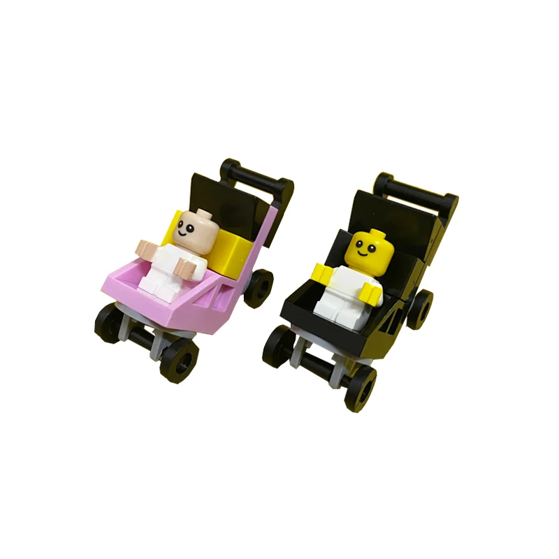 Compatible With LEGO MOC Small Particle Building Blocks Assembled DIY Creative Scene Doll Baby Bottle Cart Cradle Rib Model Toys