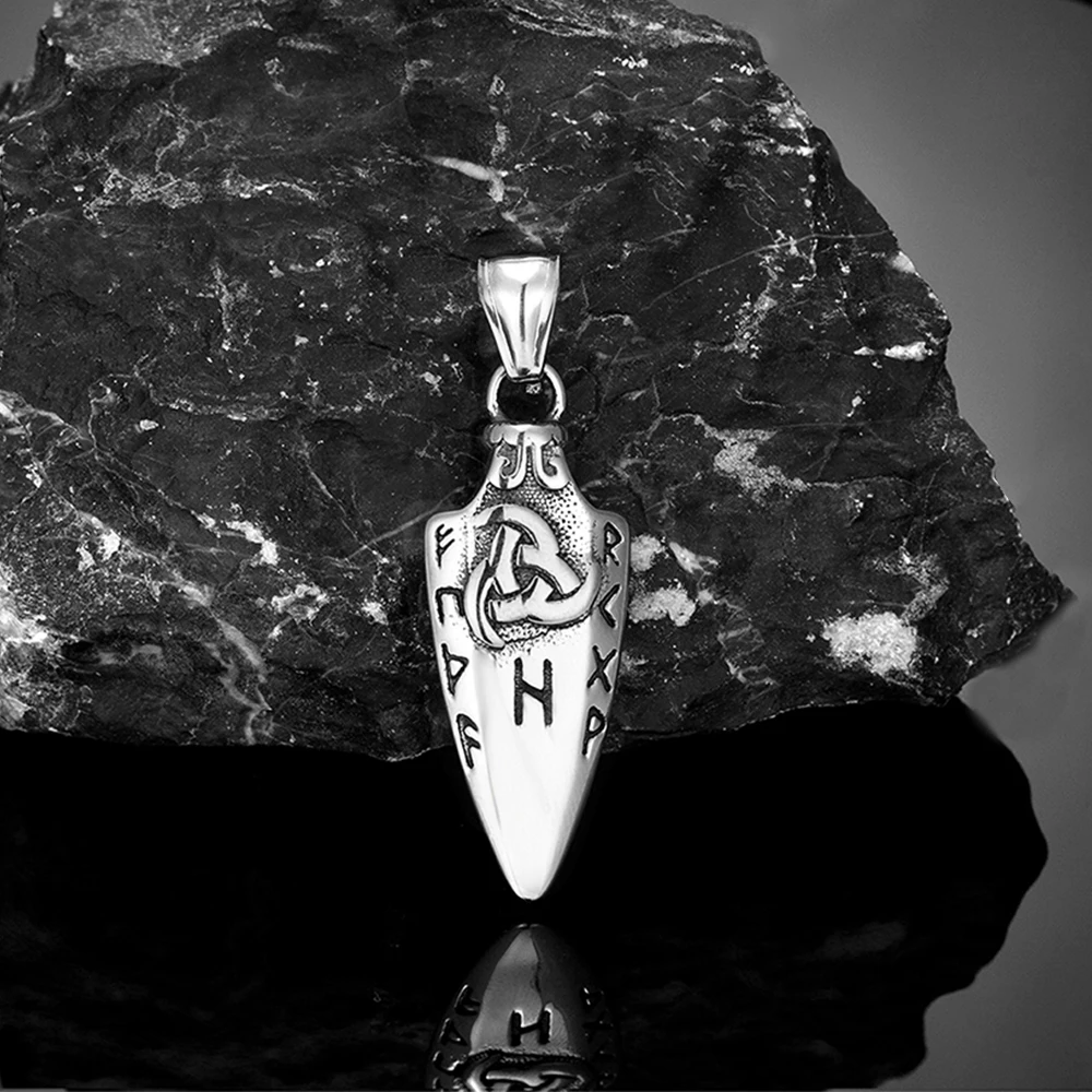 Noorse Runen Odin's Speer Gungnir Ketting Mannen Goud Kleur Rvs Pijlpunt Hanger Valknut Talisman Mannelijke Vikings Sieraden