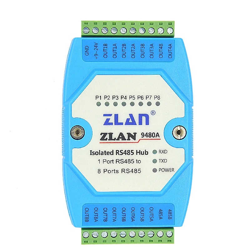 ZLAN9480A RS485 HUB to 8 channels RS485 industrial isolation relay extension repeater