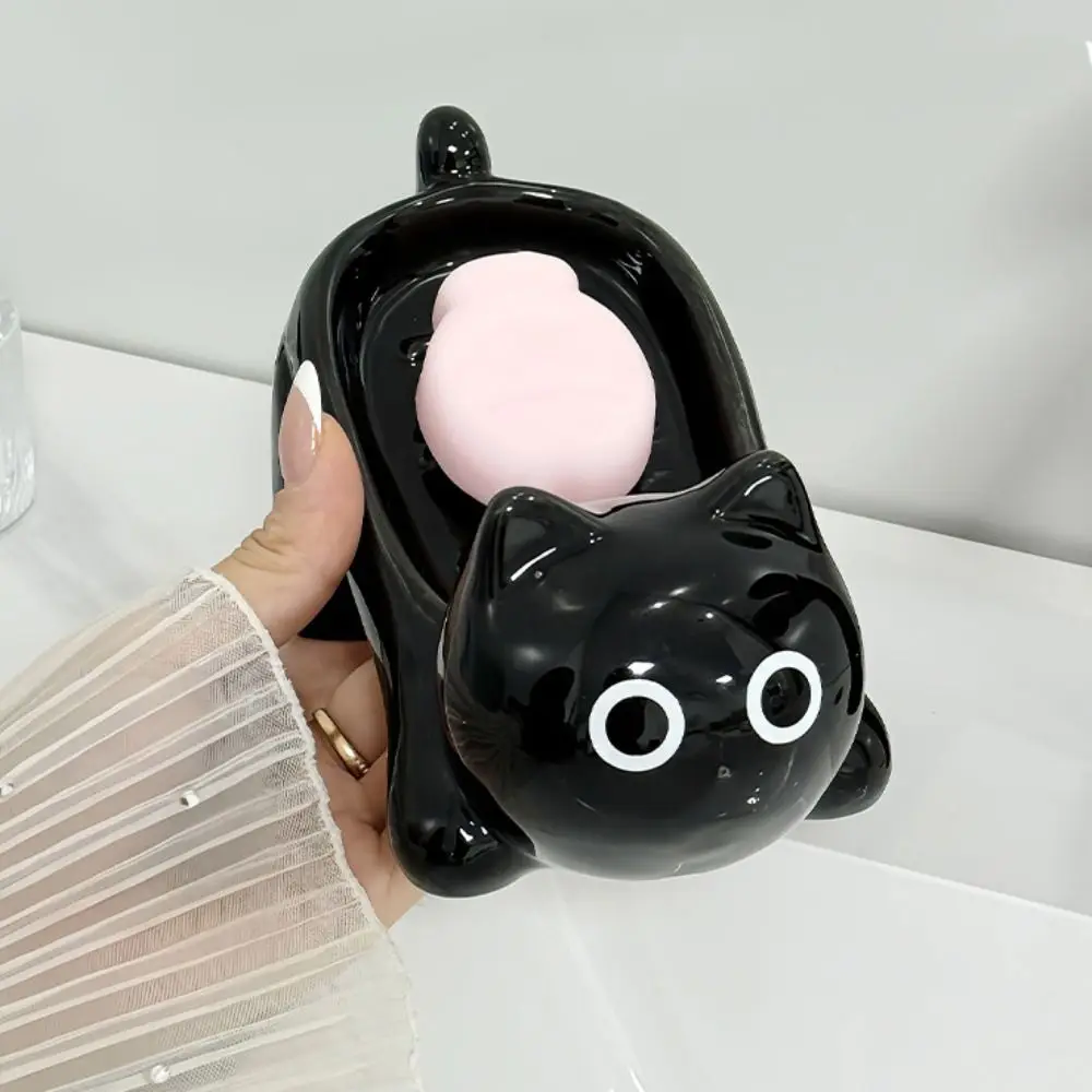 

Bathroom Accessories Ceramic Cat Soap Box Cute Household Soap Holder Cartoon Multi-Purpose Soap Dish Toilet
