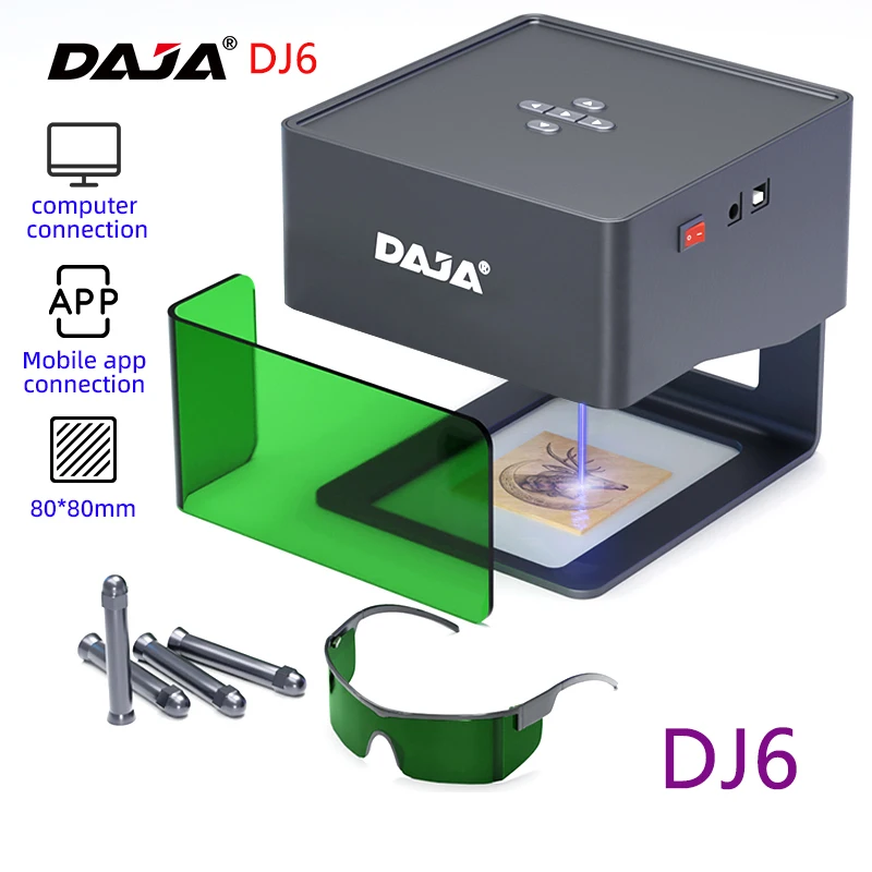 DAJA DJ6 Laser Engraver Machine CNC Laser Engraver Mini Printer Machine For Making Badges Paper Wood Plastic Leather Cutter