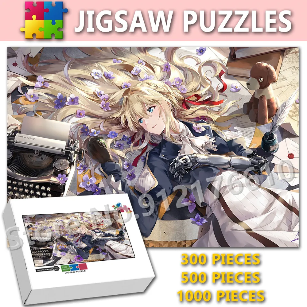 

Anime Beauty Girls Jigsaw Puzzles 300/500/1000 Pieces Violet Evergarden Education Decompression Puzzle Family Game Toys Gifts