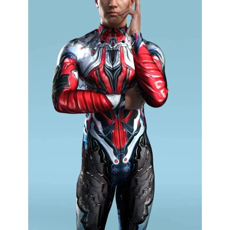 Futuristic Mechanical Armour Jumpsuit Cool Fighter Cosplay Bodysuit Steampunk Costume Halloween Party Shows Men Zentai Suit 2024