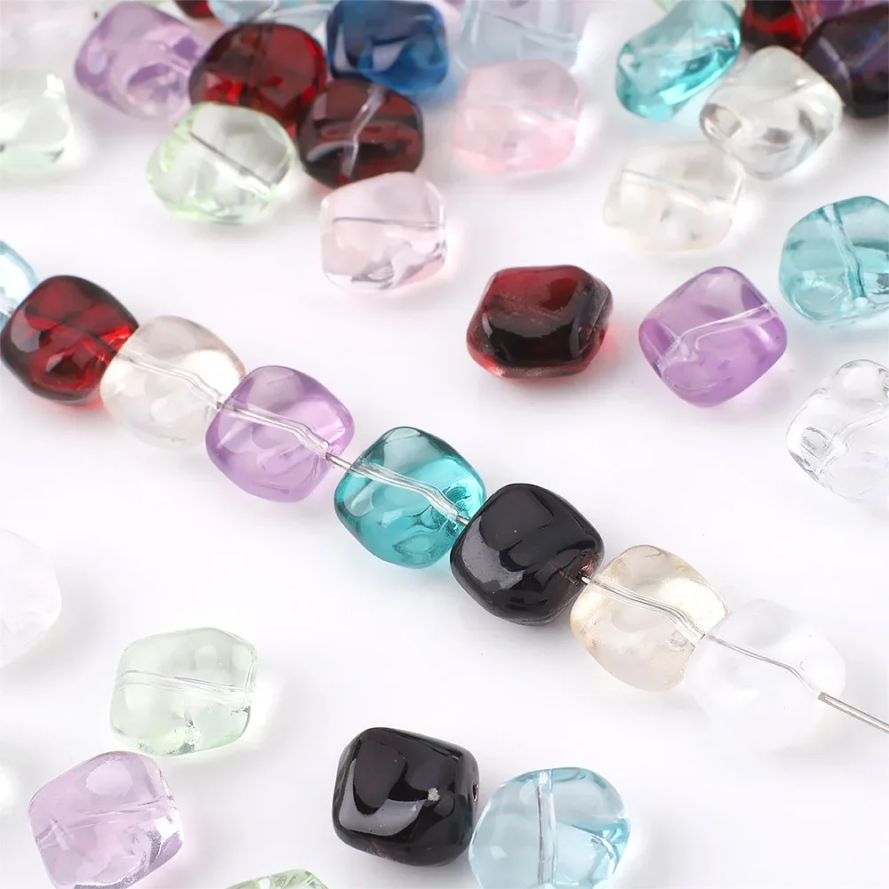 TX41 20Pcs/lot 11MM Polychrome Irregular Square Glass Exquisite Charms Minimalist Jewelry Handmade Making Diy  Accessories
