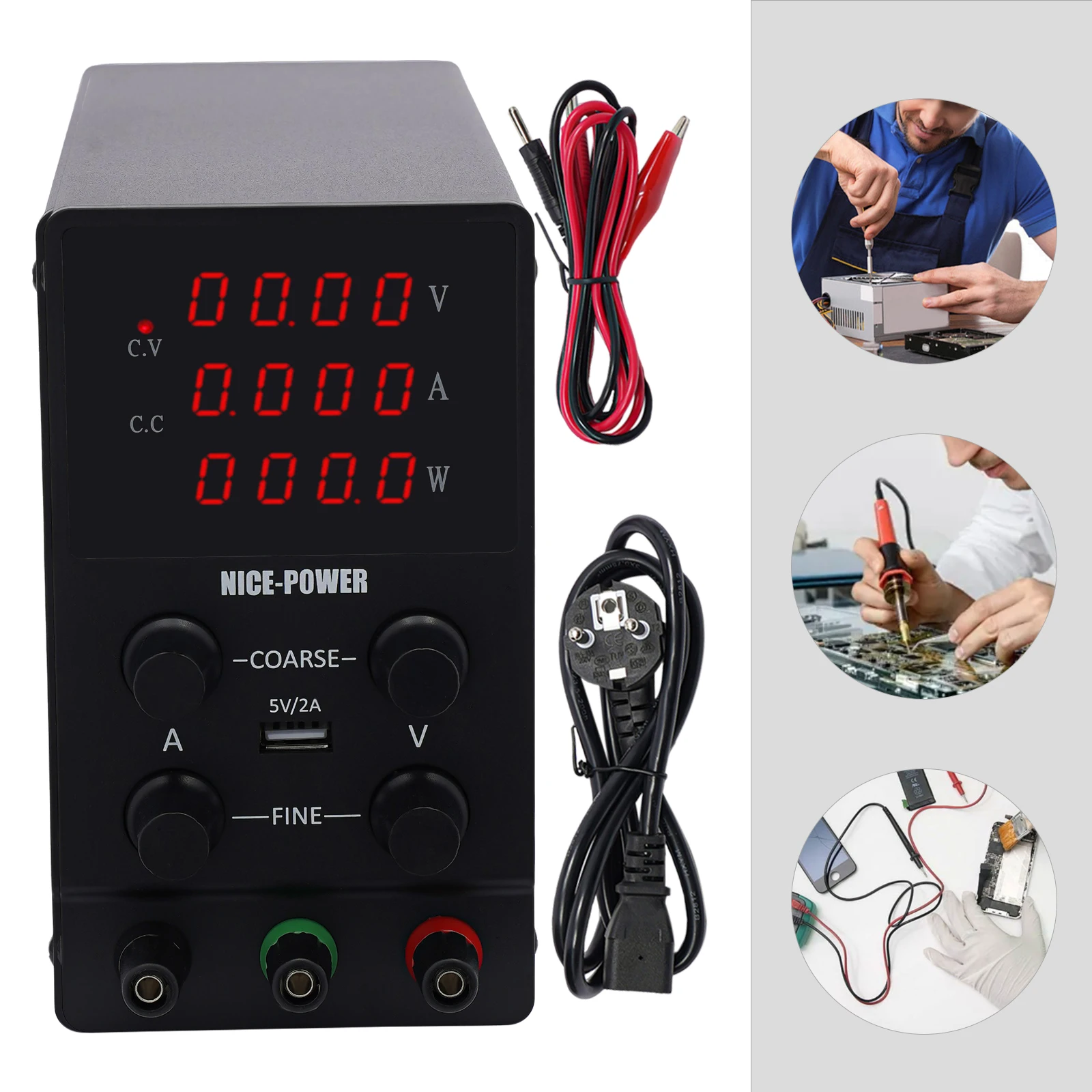 Regulated Power Supply 0-30V DC Laboratory Network Part Adjustable Device Regulated Power Supply with 4 Digital LED Display