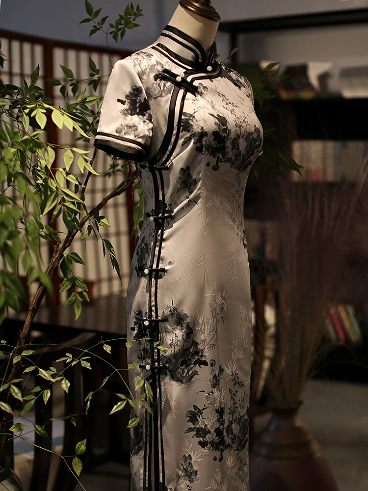 Retro Elegant Cheongsam New Year Mid-Length Chinese Style plus Size Dress High-End Xiangyun Yarn Women image 2