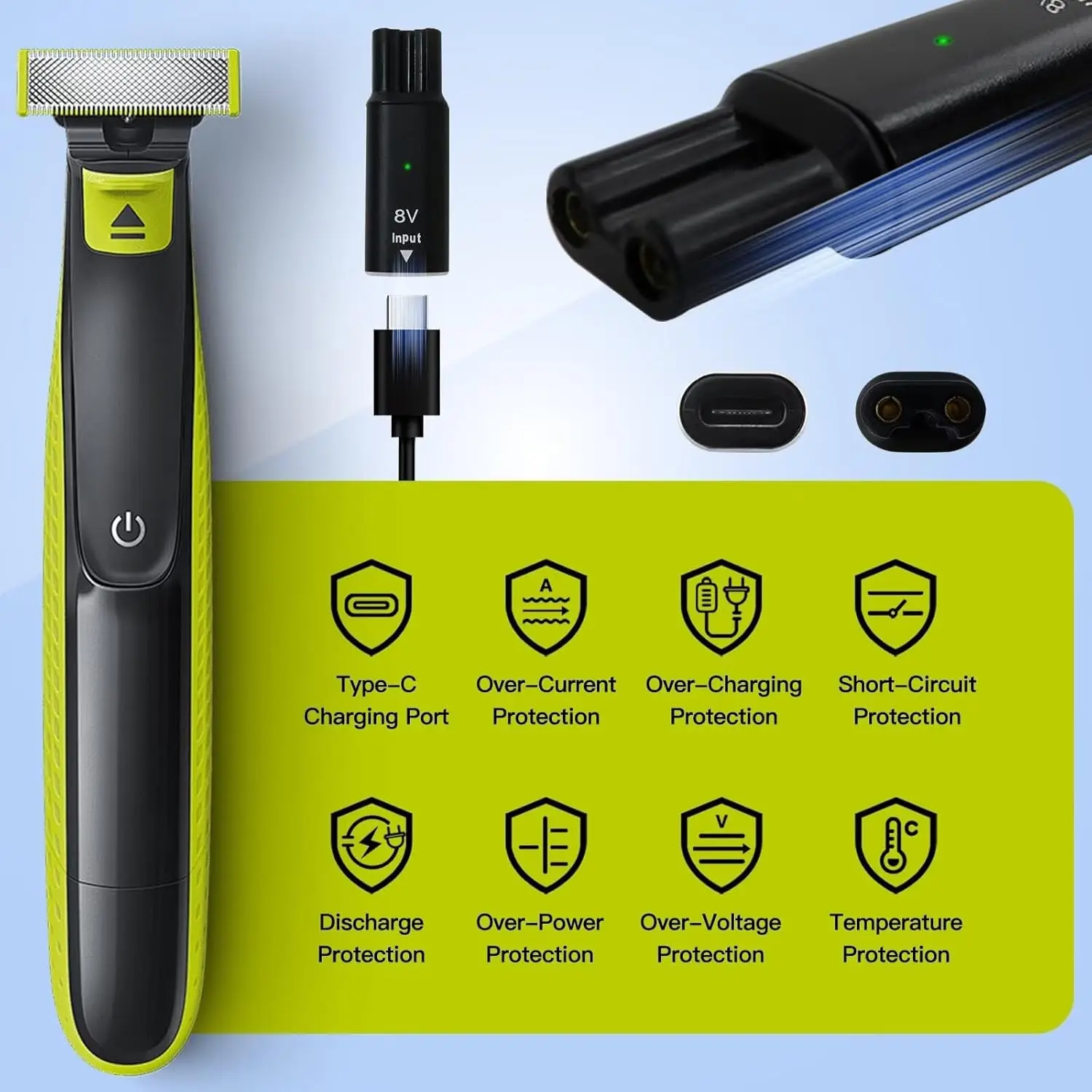 LISI 8 فولت HQ850 Type-C ماكينة حلاقة مهايئ شاحن محول الشحن لشركة فيليبس Norelco شفرة واحدة QP2530 QP2630 أداة تهذيب اللحية