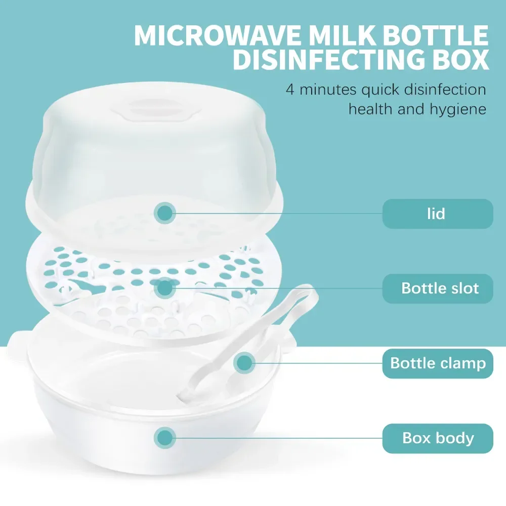 Microwave Steam Sterilizer for Baby Bottles Temperature Nipple Sterilizer Bottle Holder Storage Box Baby Bottle Warmer BPA Free