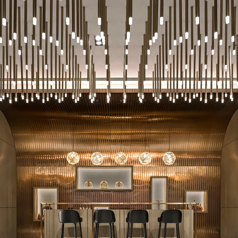 Custom Luxury Aluminum LED Chandelier for Commercial Hotel Exhibition Restaurant Creative Color Temperature Adjustable Height