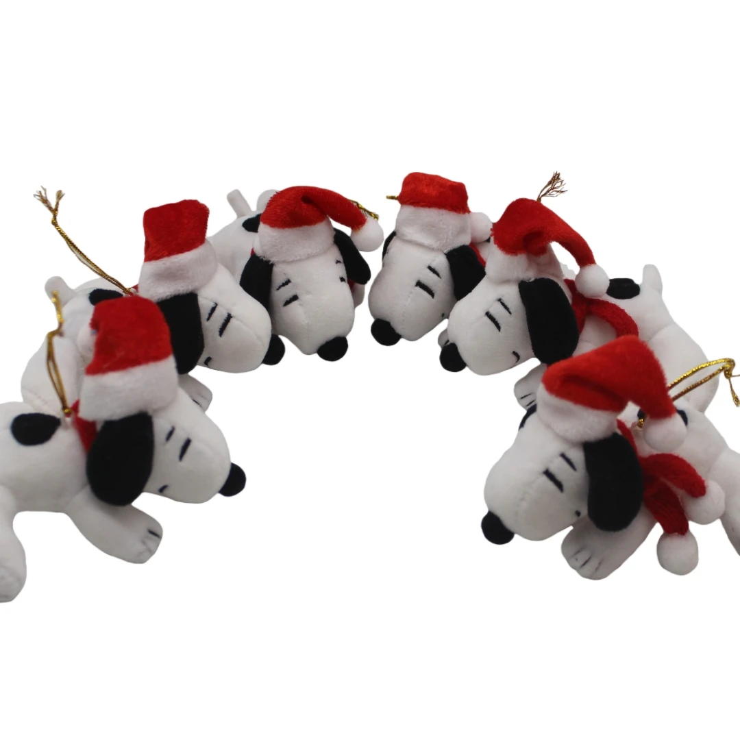 12 pezzi 10 cm arachidi Natale Snoopy giocattoli pendenti in peluche Snoopy di Natale giocattoli ornamentali per albero di Natale