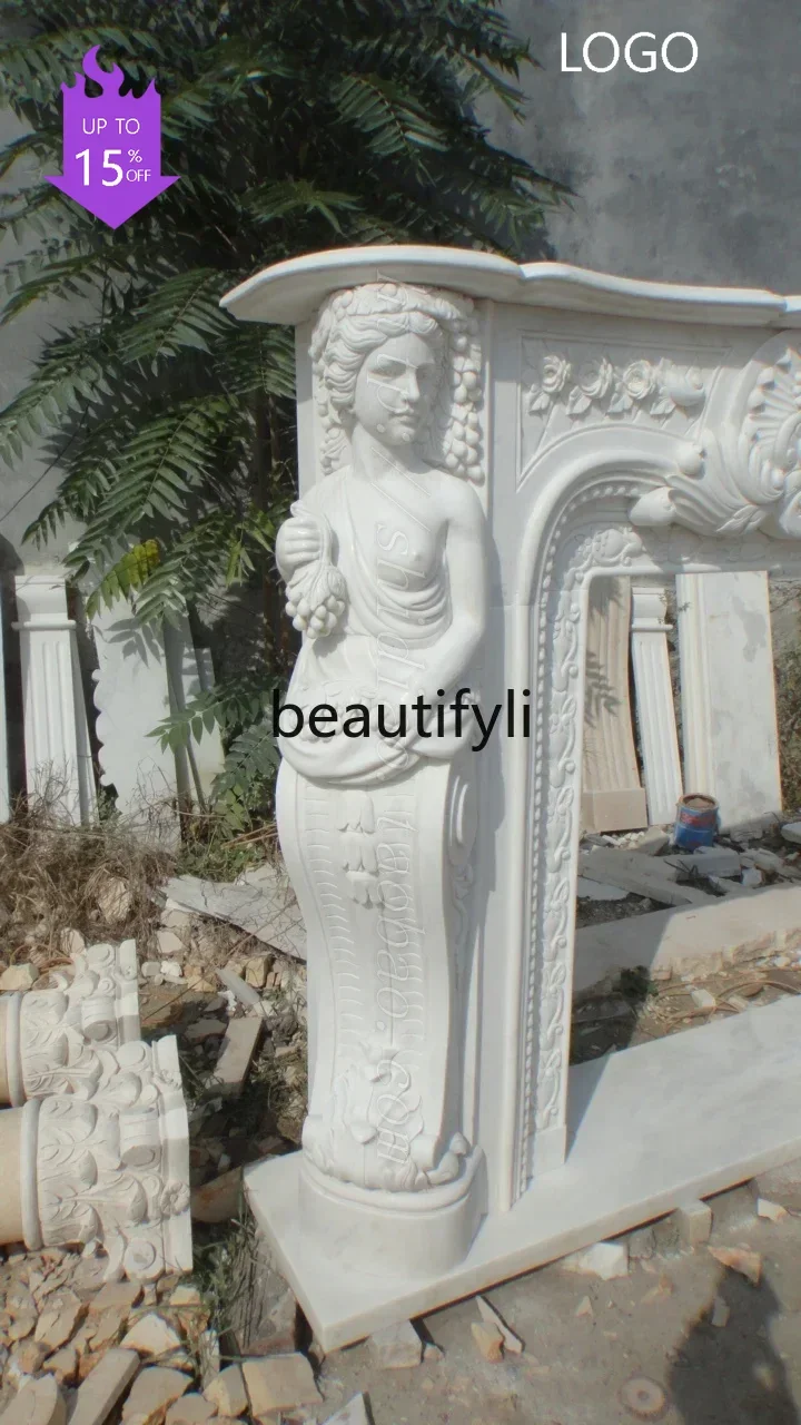 P Figure stone carving stone natural marble, European French American mantel custom