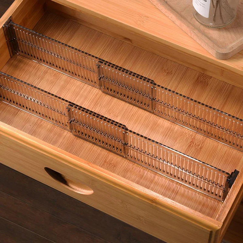2ชิ้นตัวแยกที่เก็บเครื่องครัว DIY kamar จัดระเบียบลิ้นชักแบบปรับได้