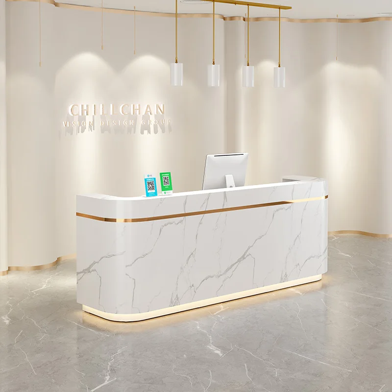 Grocery White Counter Home Exhibitor Furniture Pulpit Modern Church Reception Comptoir De Reception Hairdresser Bar Shop